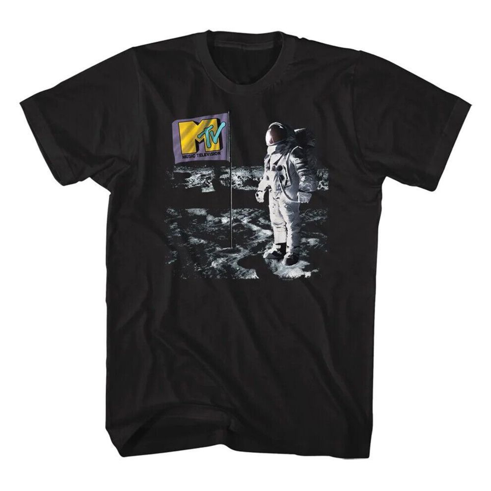MTV Man on the Moon Retro Black Short Sleeve T-Shirt
